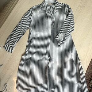 Striped Black and White Button-Front Swim Coverup Dress
